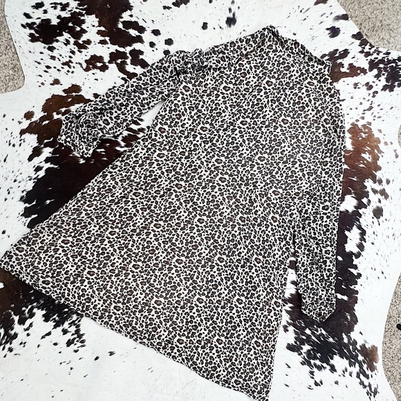 NWT LOFT Plus Leopard Print Flare Shirtdress Long Sleeve Size 16 - Picture 4 of 8